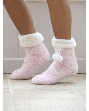 Pour Moi Cozy Cable Knit Lined Slipper Sock - Natural