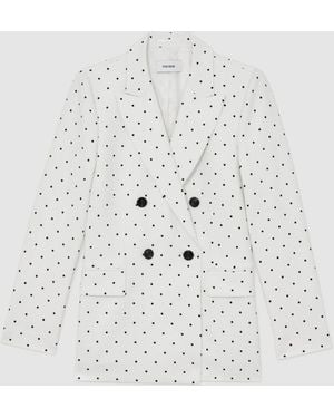 Reiss Beatrix & Polka-Dot Double-Breasted Suit Blazer - White