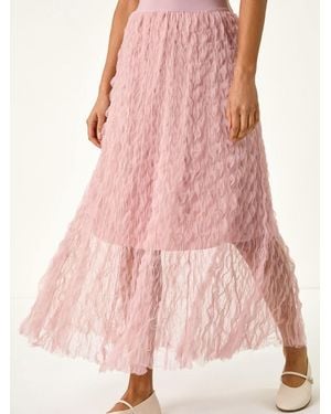 Roman Textured Mesh Skirt - Pink