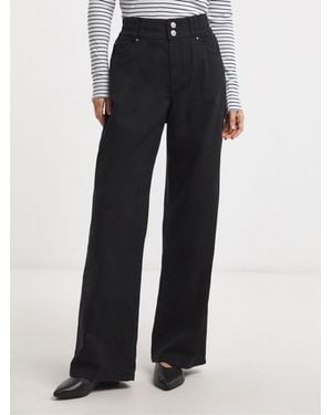 JD Williams Elasticated Waist Wide Leg Jeans - Black