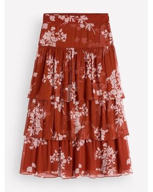 Boden Tiered Ruffle Midi Skirt