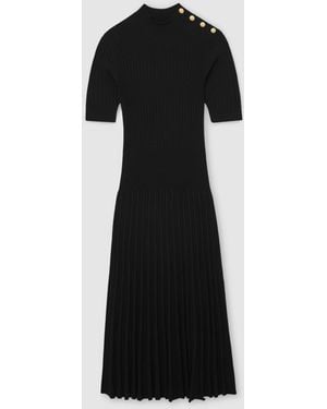 Reiss Button-Detail Knitted Midi Dress - Black