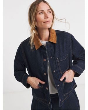 JD Williams Cord Collar Denim Barn Jacket - Blue