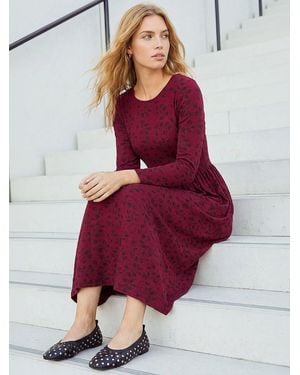 Roman Printed Pocket Detail Dress - Red