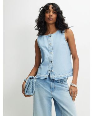 River Island Button Through Shell Top With Turn Down Hem - Blue