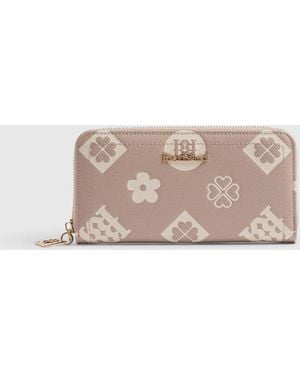 River Island Monogram Embossed Zip Around Purse - Natural