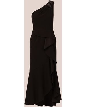 Adrianna Papell Studio Beaded Knit Crepe Dress - Black