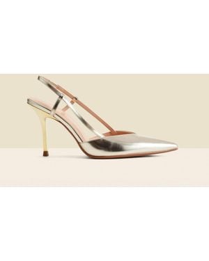 Sosandar Flared Heel Slingback Court Shoes - Natural