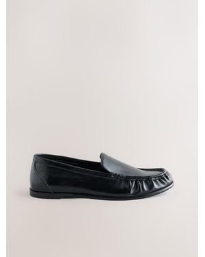 Next Forever Comfort Leather Round Toe Loafers - Black