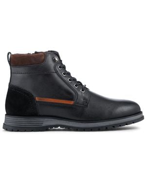 Pavers Wide Fit Leather Boots With Grip Sole - Black