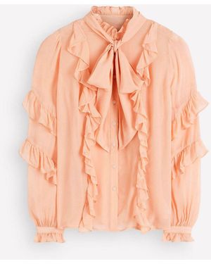 Boden Ruffled Georgette Top - Pink