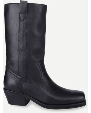 OFF THE HOOK Ritchie Suede Leather Western Mid Calf Boots - Blue