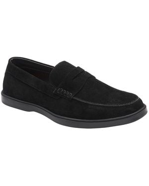 Frank Wright Suede Slip-On Penny Loafers - Black