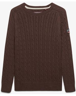 Superdry Slouchy Cable Knit Sweater - Brown