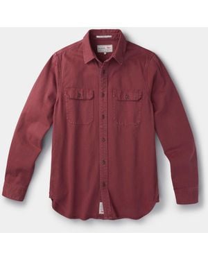 aubi Normanby Cotton Twill Shirt - Red