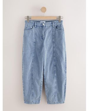 Next Washed Cord Barrel Leg Pants - Blue