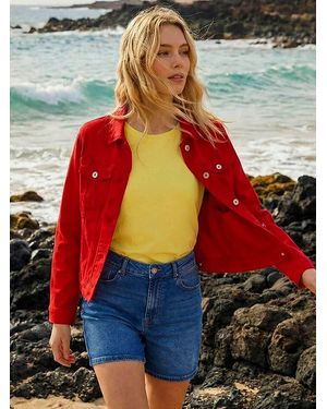 Roman Classic Cotton Denim Jacket - Red