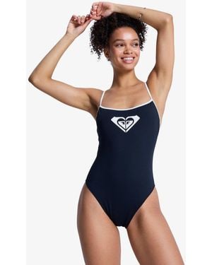 Roxy The Retro Essentials Square Neck Logo Swimsuit - Blue