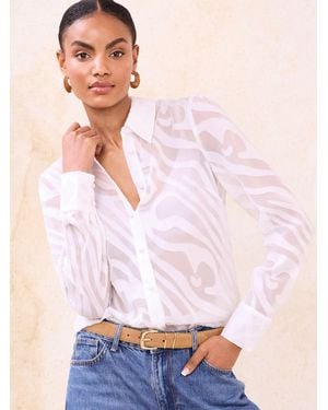 Lipsy Burnout Button Through Shirt - Pink
