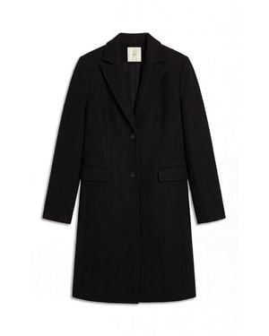 Calvin Klein Tailored Wool Blend Single Breasted Coat - Black