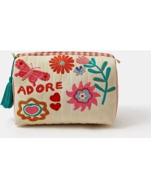 Accessorize Floral Print Quilted Make Up Bag - Red