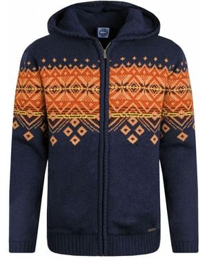 Weird Fish Bradwood Borg Lined Fair Isle Knit Full Zip Hoodie - Blue