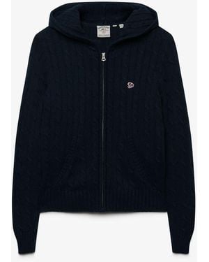 Superdry Cotton Cable Hoodie - Blue