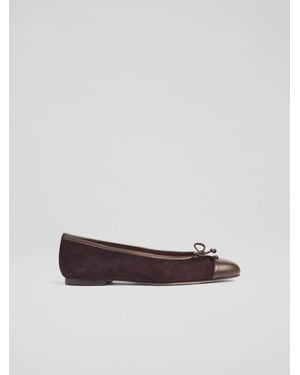 LK Bennett Kara Suede & Nappa Ballerina Bow Flats - White