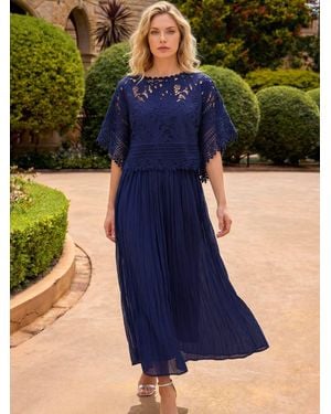 Roman Crochet Overlay Maxi Dress - Blue