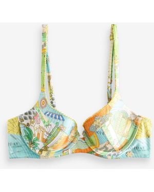 Never Fully Dressed Ecru Map Cupped Bikini Top - White