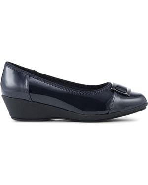 Pavers Wide Fit Flexible Wedge Heel Shoes - Blue