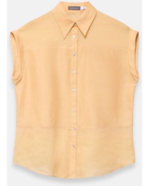 Mint Velvet Linen Blend Sheer Panel Shirt - White