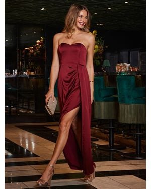 Sosandar Satin Sweetheart Neckline Bandeau Maxi Dress - Black