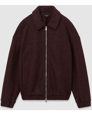 Reiss Textured Zip-Through Jacket With Wool - Purple
