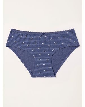 FatFace Marl Stripe Bee Short Panties - Blue