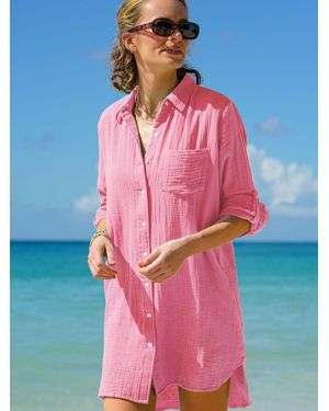 Aspiga Saffron Cheesecloth Beach Shirt - Red