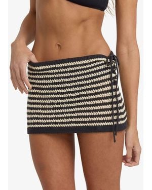 Billabong Laura Flip Tide Textured Stripe Skirt - Black