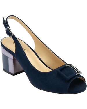 Lotus Slingback Court Sandals - Blue