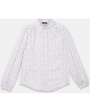 Mint Velvet Diamond Striped Jacquard Shirt - White