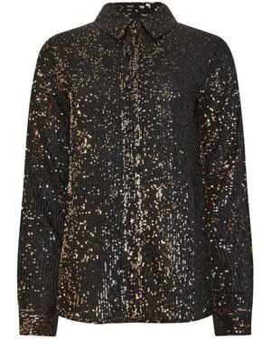 Long Tall Sally Sequin Shirt - Black