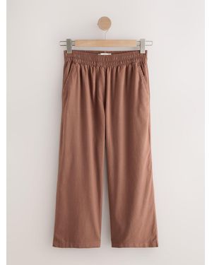Next Camel Stretch Linen Blend Culotte Pants - Brown