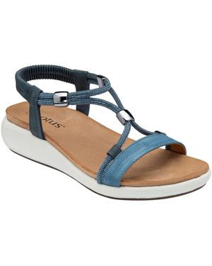 Lotus Slip-On Open Toe Sandals - Blue