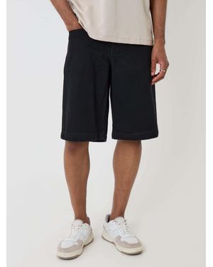 Threadbare Baggy Denim Jort Shorts - Black