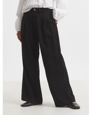 Simply Be Pleat Wide Leg Jeans - Black
