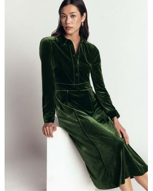 Boden Etta Piping Velvet Dress - Green