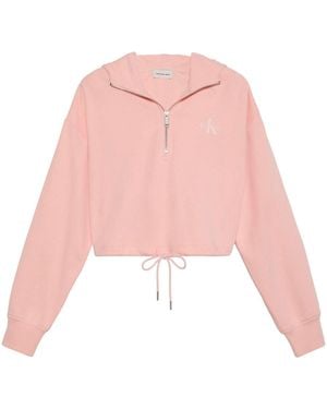 Calvin Klein Calvin Klein Monologo Terry Cropped Hoodie - Pink