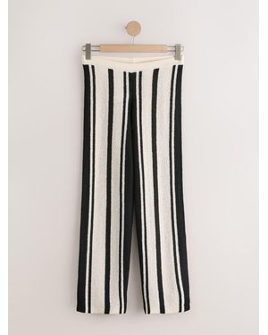 Self Monochrome Knitted Beach Pants - Black