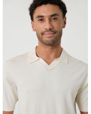 Threadbare Knitted Trophy Neck Polo Shirt - White