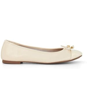 Dune Standard Fit Hallo Charm Trim Leather Ballet Shoes - Natural
