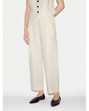 Jigsaw Linen Pleat Tapered Pants - White